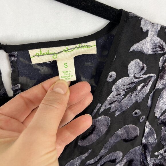 Staring at Stars Cropped Top Womens Size S Sheer Fairy Grunge Velvet - Picture 5 of 11